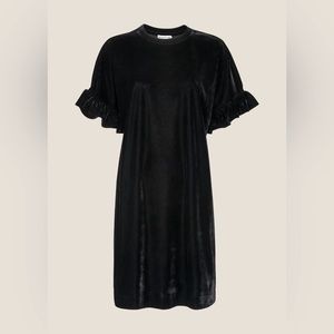 Whistles of London Velvet Frill Sleeve Dress